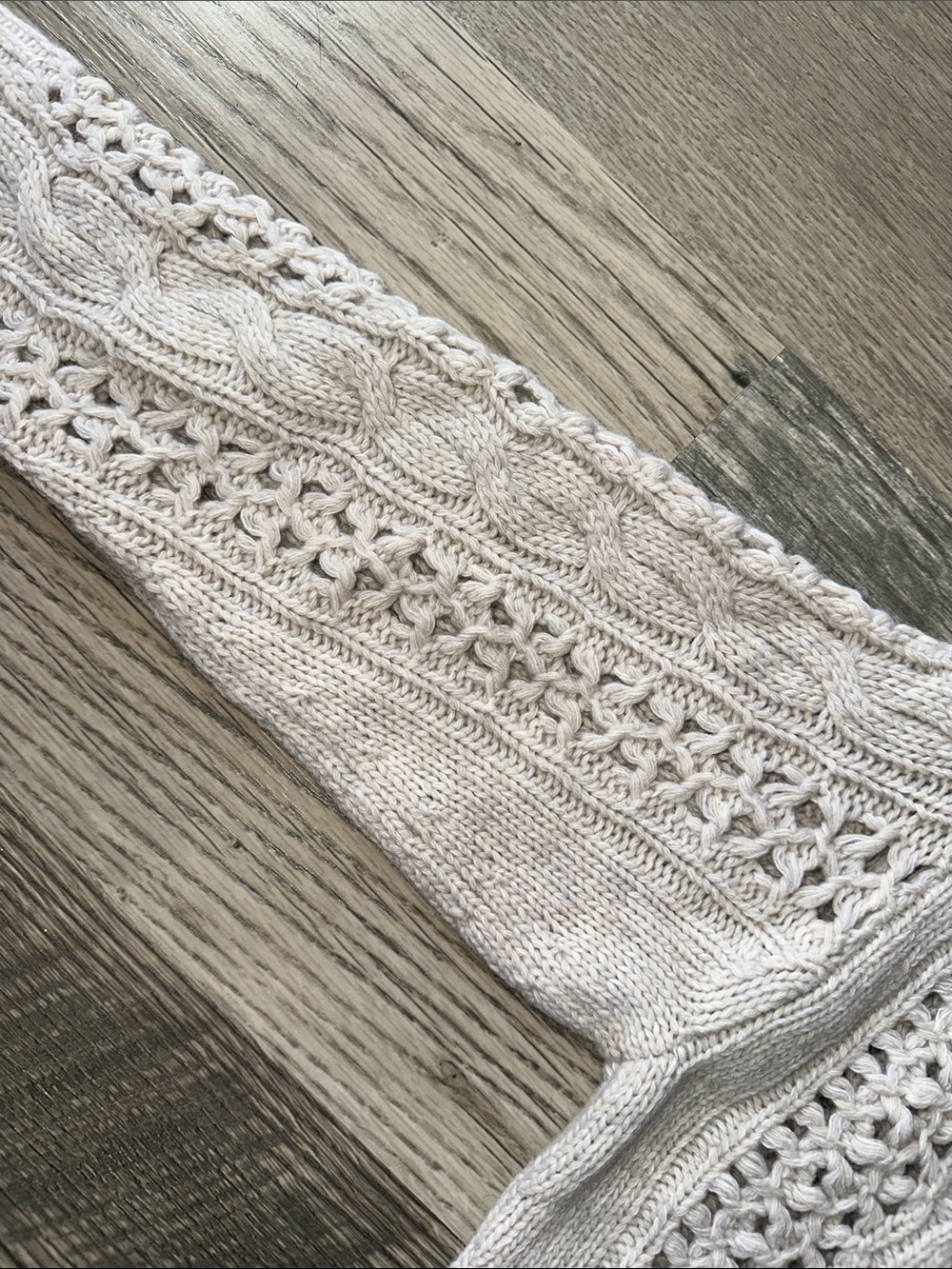 Madewell NWT marled merino wool Cable Knit Sweater mixed‎ Oat marl womens medium - Picture 12 of 13